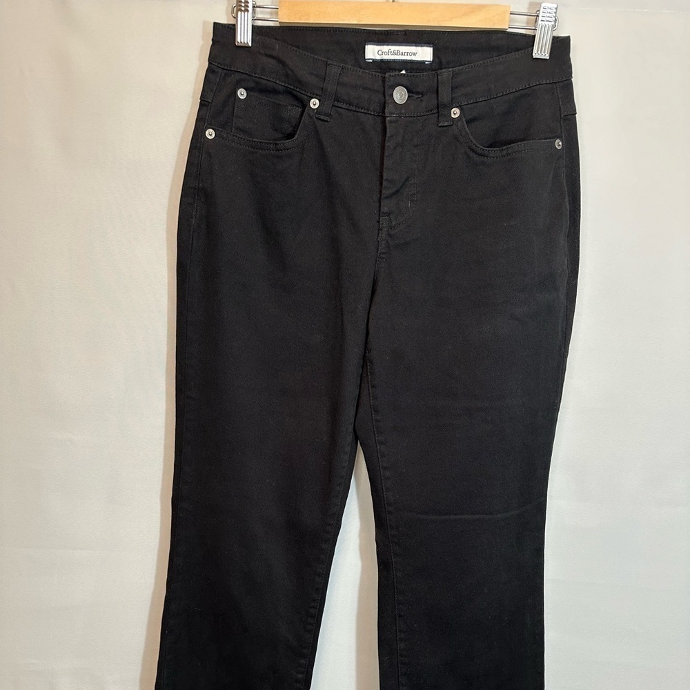 Croft & Barrow Stretch Womens Jeans Pants 6 Straight Leg Charcoal Black Mid Rise